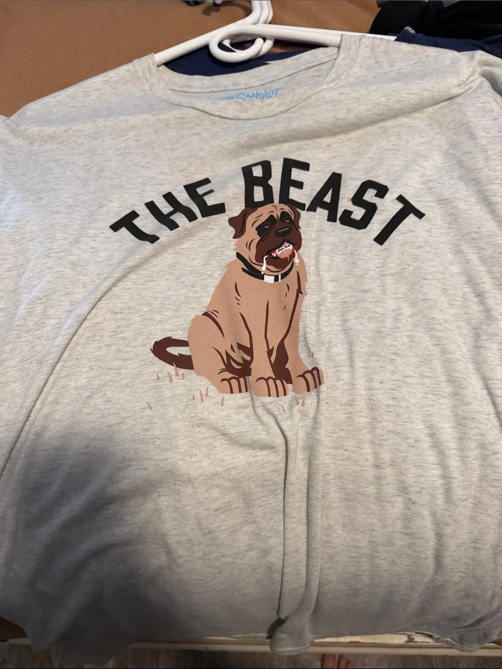 RSVLTS Size Large The Beast Dog Graphic T-Shirt - Light Gray